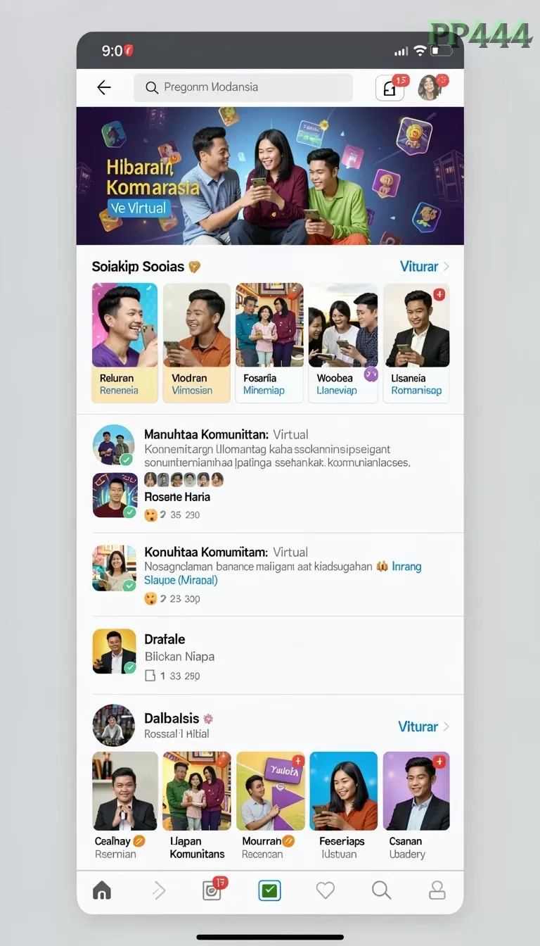 Cuplikan layar UPDATES — menu navigasi