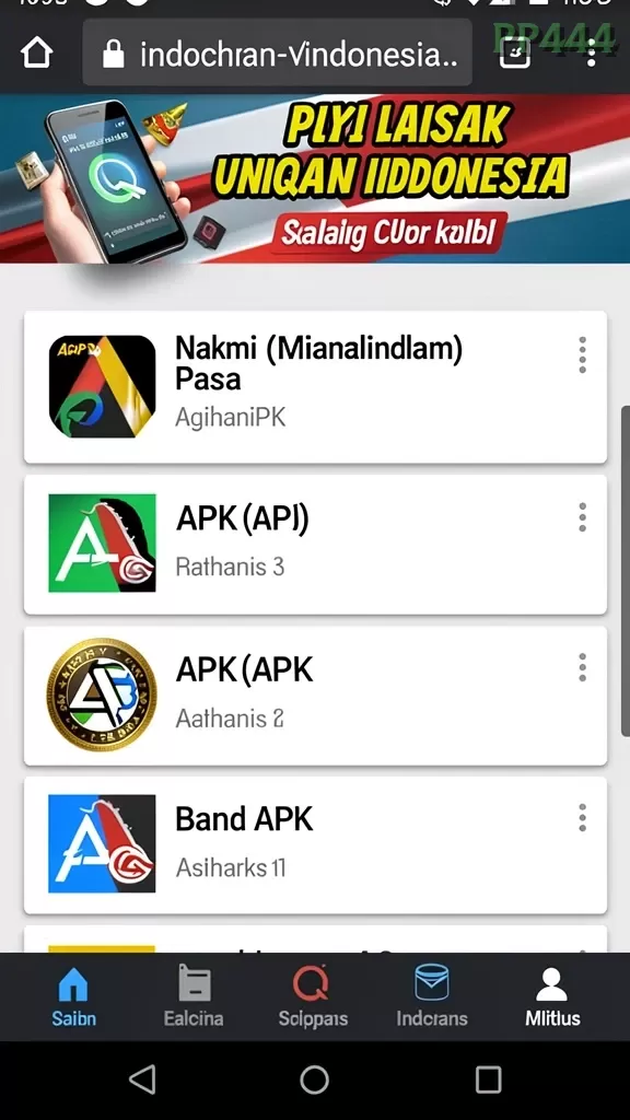 Cuplikan layar SENSASI777 — menu navigasi